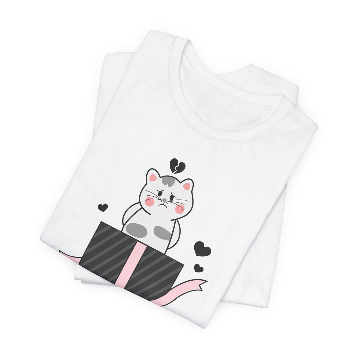 Cat Heart  Love Graphic Tee Shirt - Bella+Canvas Unisex 100 Cotton