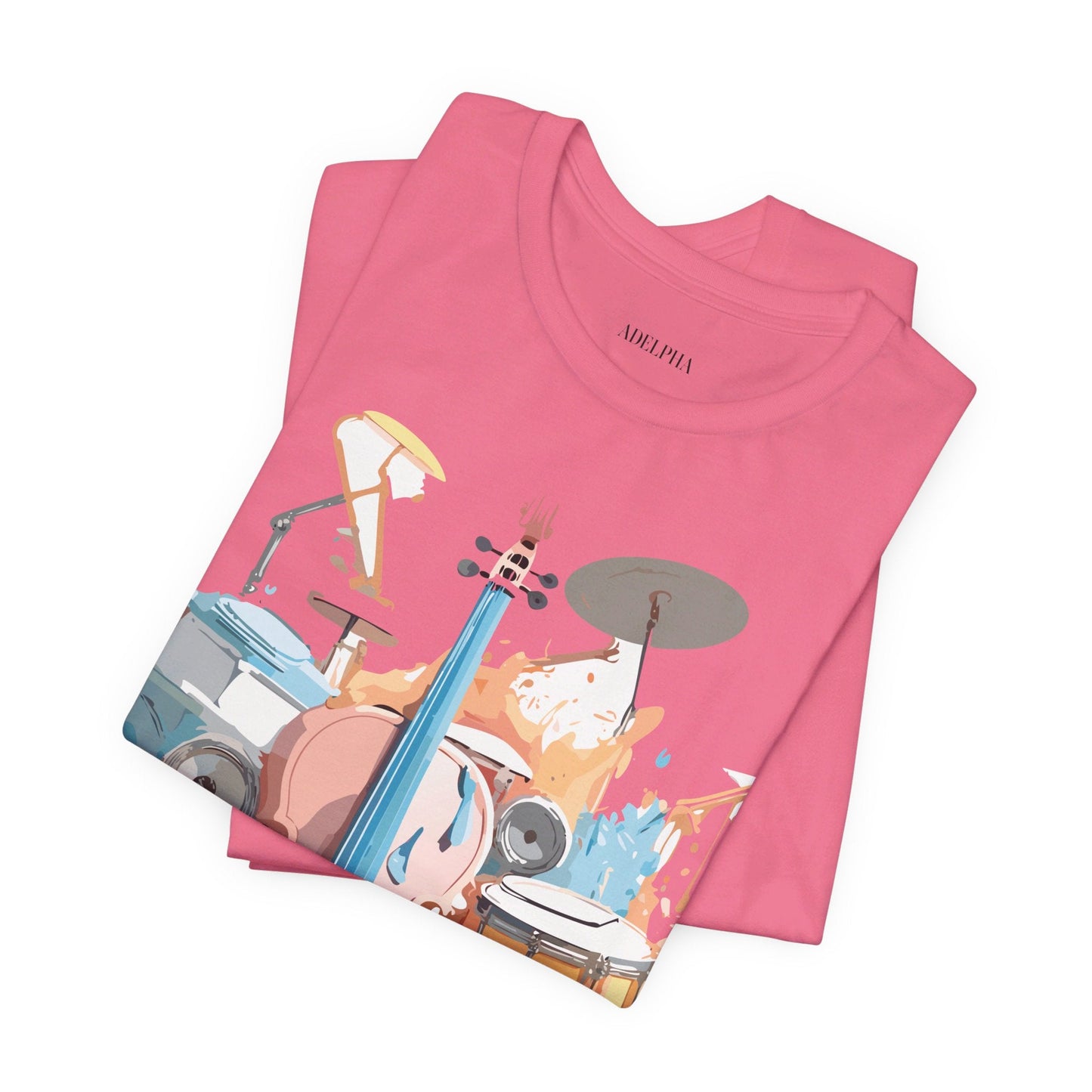 Music Graphic Unisex 100 Cotton Vintage Art with Musical Elements Tee 74