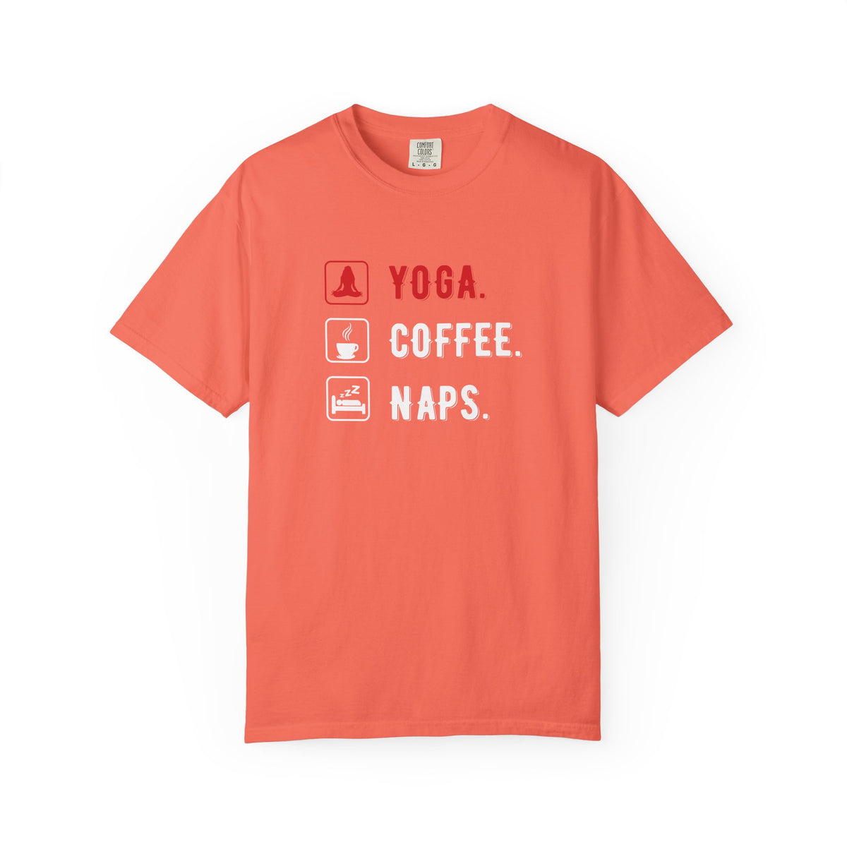 Yoga Coffee Naps Relaxation Icons Unisex Comfort Colors Garment-Dyed Heavyweight 100 Cotton Art Design T-Shirt w197