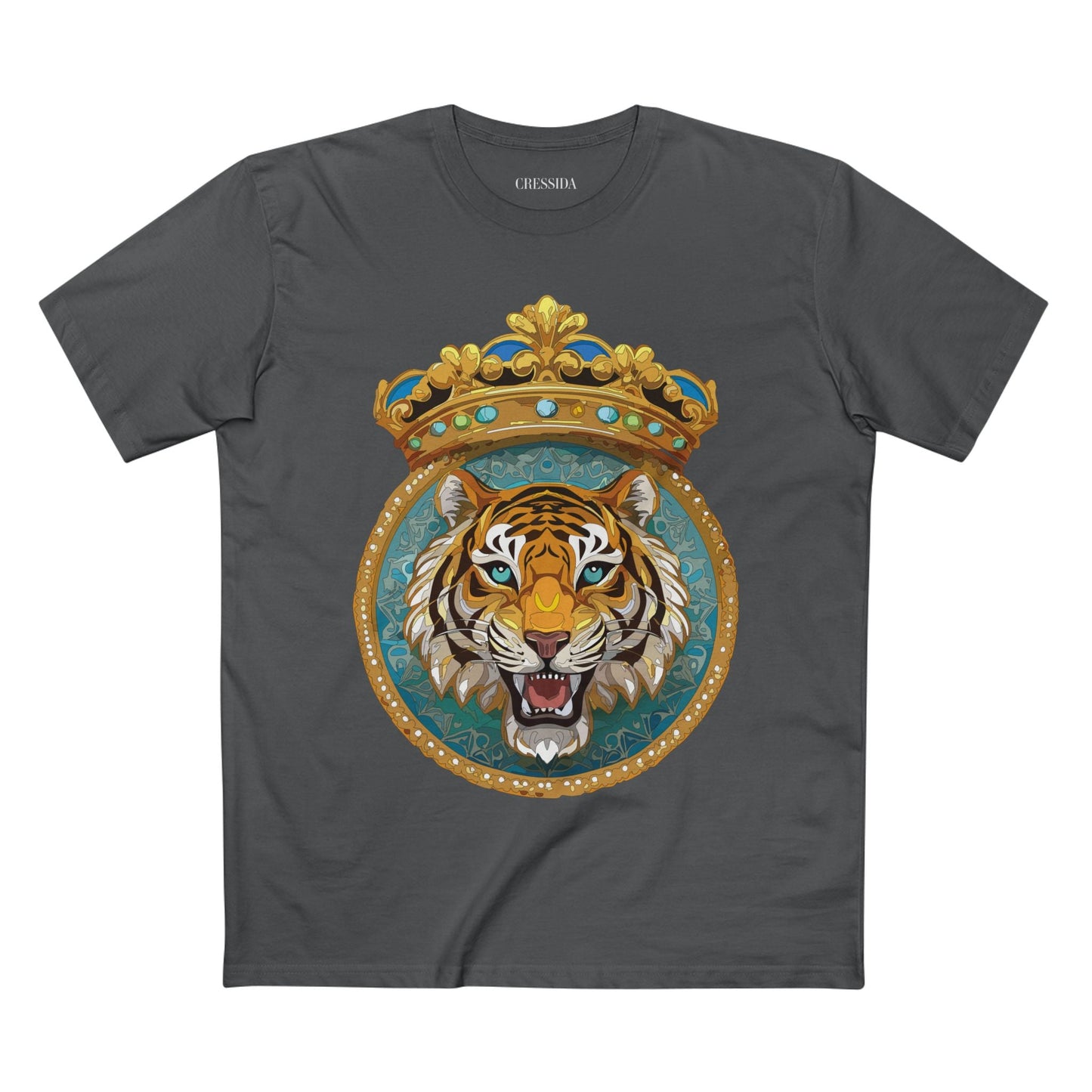 Tiger Graphic Unisex 100 Cotton Tee With Unique Animal Golden Medallion Art Design 3