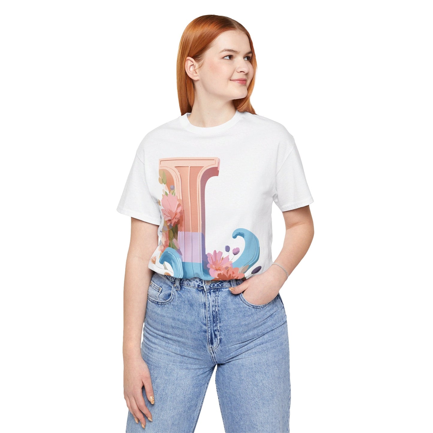 Letter L Shirt Unisex Graphic Tee Vintage Inspired Artwork By Adelpha For Everyday Style