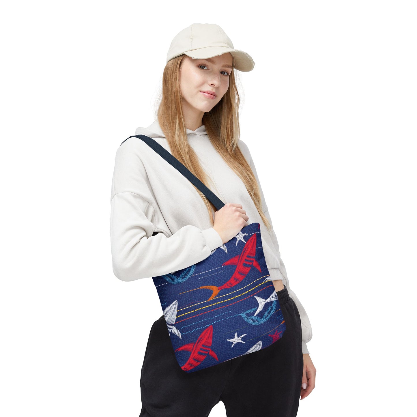 Denim Fabric Imitation Print Unisex Canvas Bag Poly Spun 3 Sizes Tote Bag 182-16