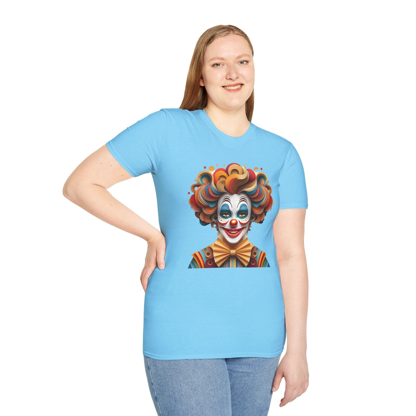 Unisex Clown Shirt Funny Man Circus Tee Short Sleeve Gildan Softstyle 64000 Cotton