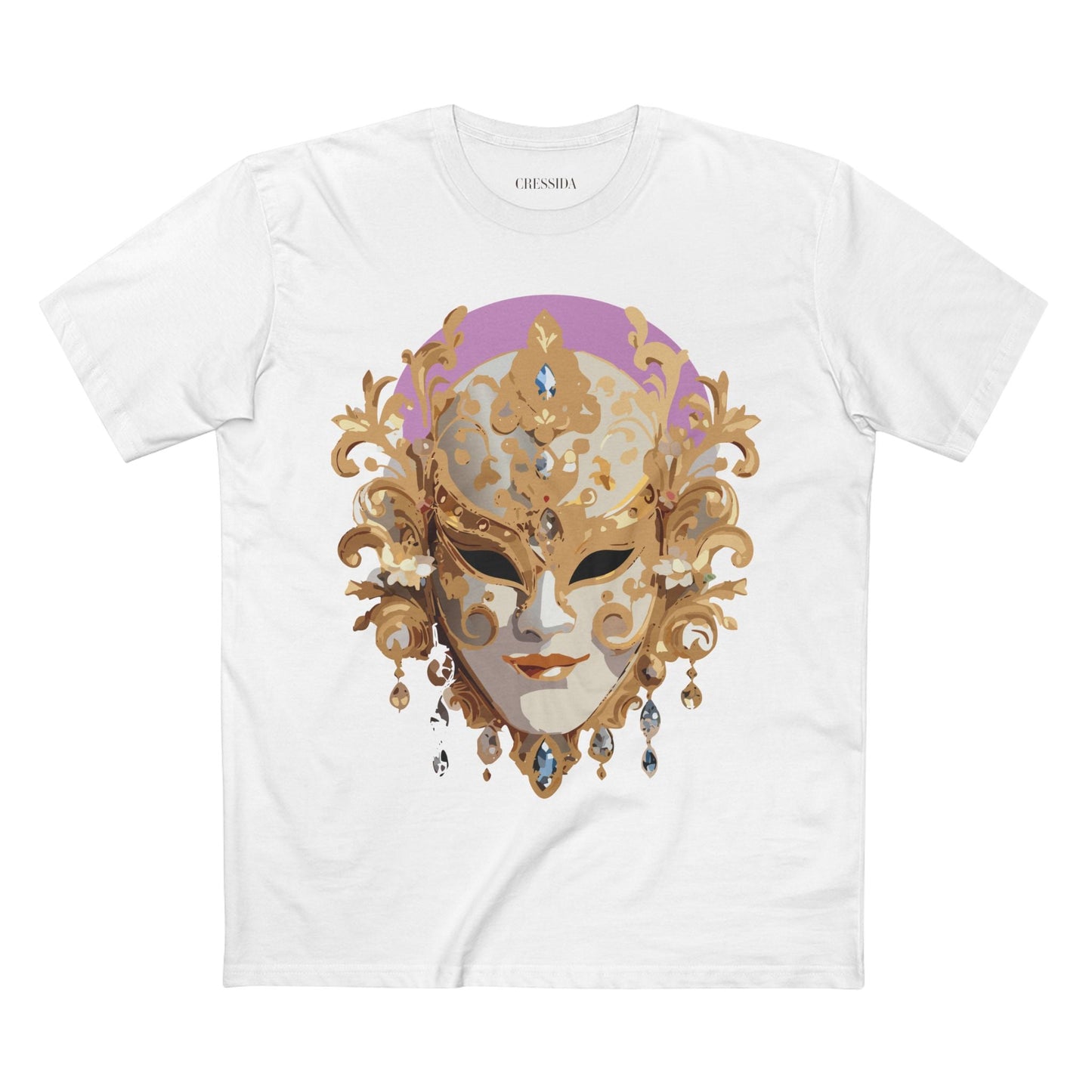 Carnival Mask Graphic T-Shirt Unisex 100 Cotton With Antique Gold Art Design Tee 10