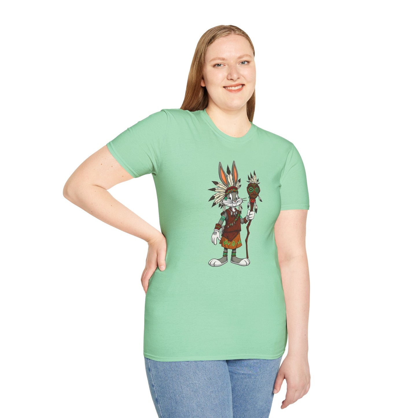 Cartoon Bunny Graphic Unisex Cotton Animal Animation Artwork Design Tee 44