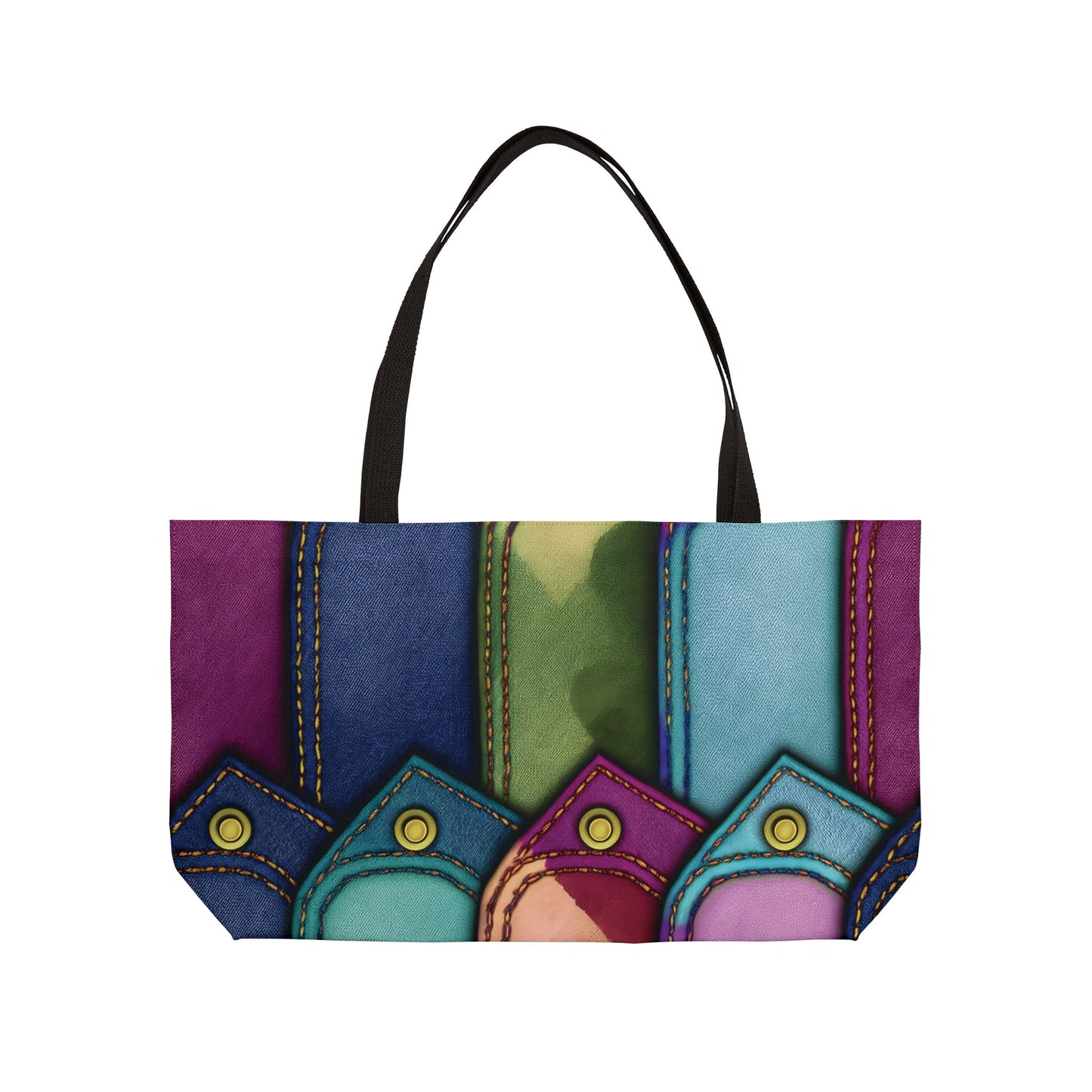 Denim Print Yoga Bag High-Quality 100% Spun Polyester 24x13 Canvas Gym Bag 47