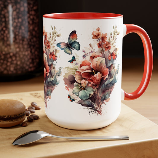 Two-Tone Coffee Mugs with butterfly