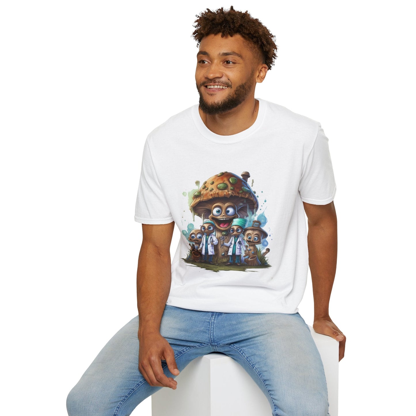 Funny Mashroom Graphic Unisex Softstyle Cotton With Cartoon Illustration Design 10