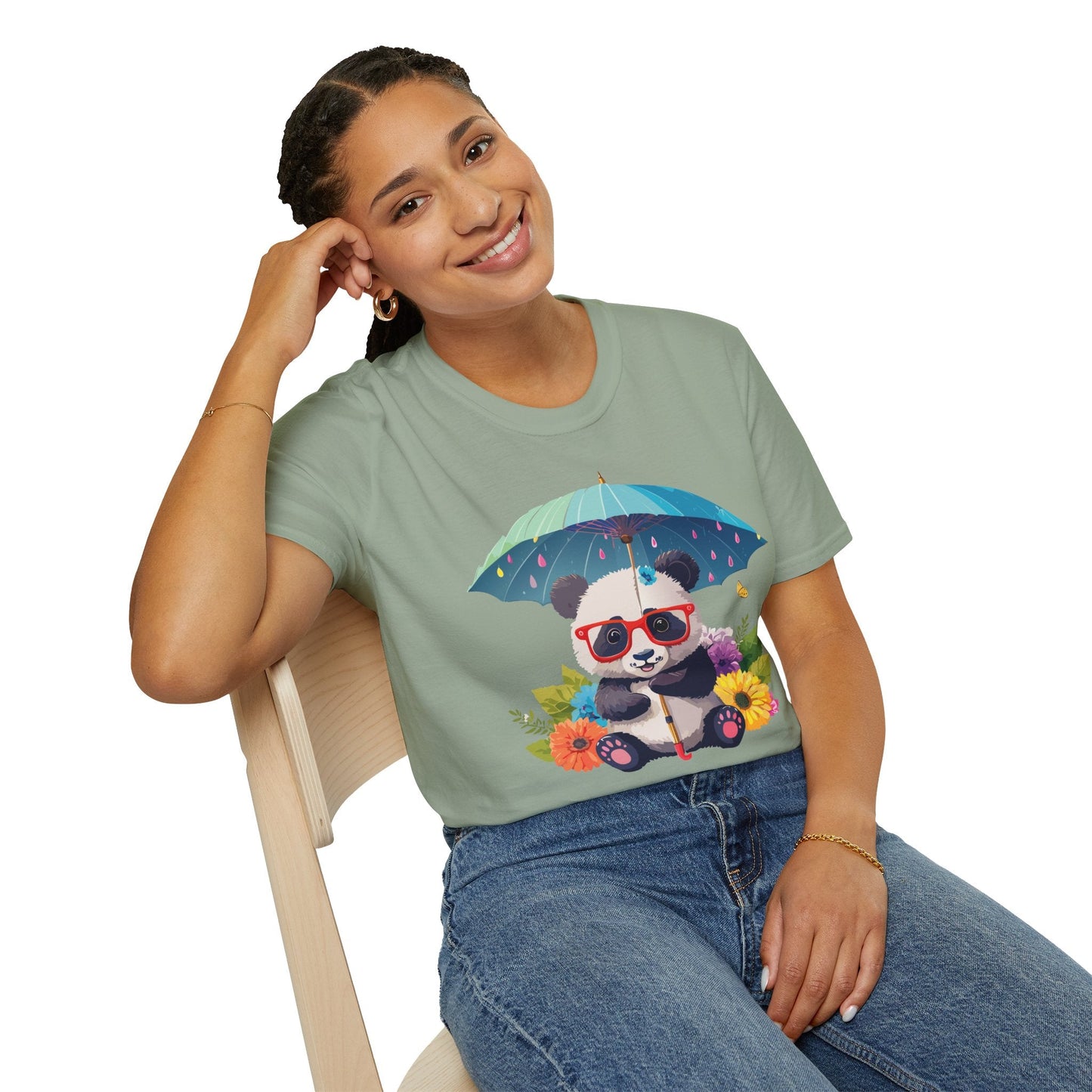 Panda Shirt Unisex Tee 100 Percent Ring Spun Cotton Softstyle Gildan 64000 Animal Print