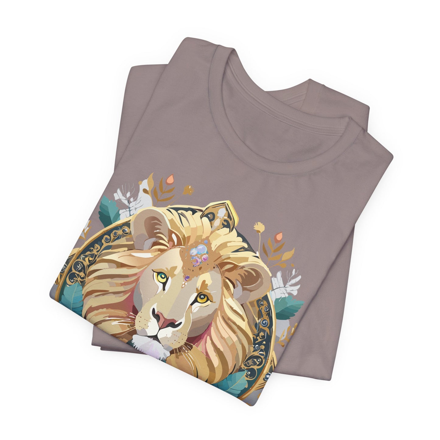 Unisex Lion Graphic Tee, Animal Shirt, Tee Shirt with Lion, Medallion T-Shirt, Animal Medallion Tees 2