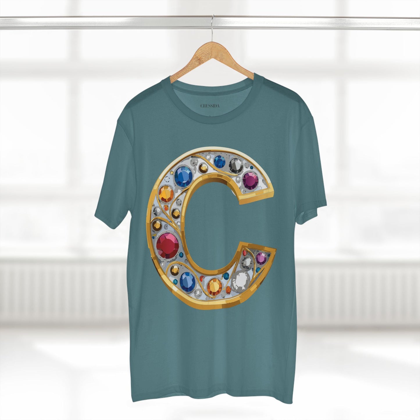 Letter C Graphic Design Tee Unisex 100 Cotton With Antique Gold Letters Artwork T-Shirt
