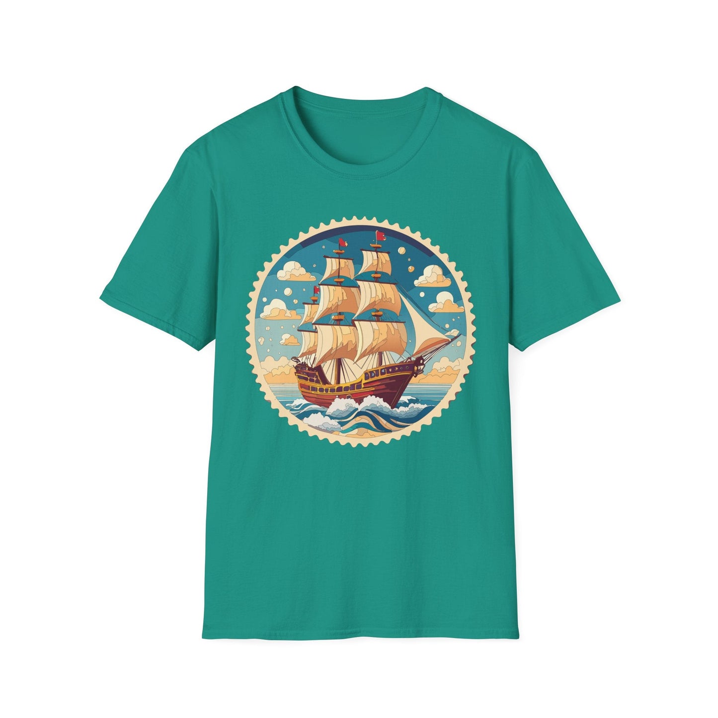 Frigate Ship T Shirt Unisex Short Sleeve 100 Percent Ring Spun Cotton Soft Tee Gildan 64000