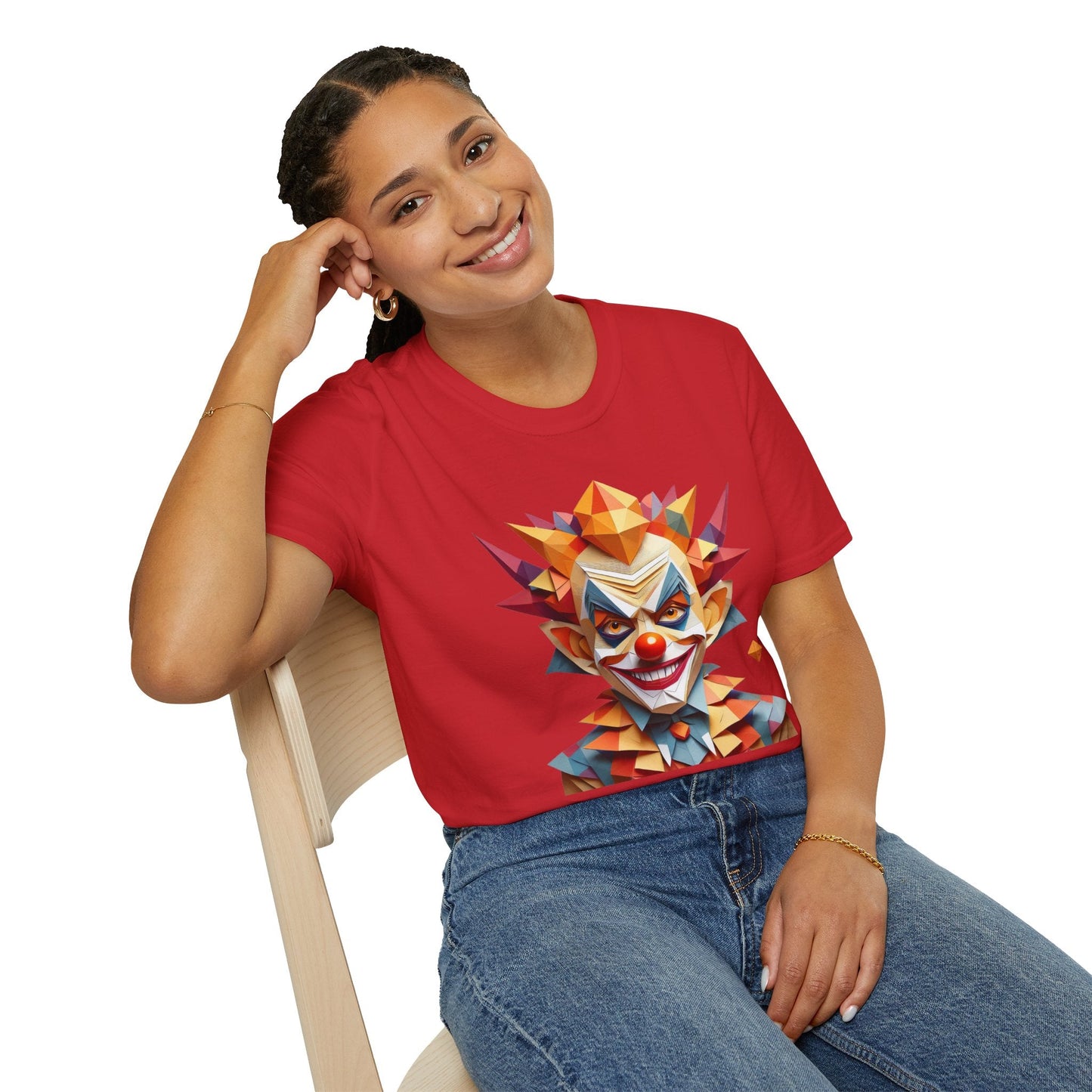 Unisex Clown Shirt With Funny Man Scary Man Circus Theme Tee Gildan Softstyle 64000
