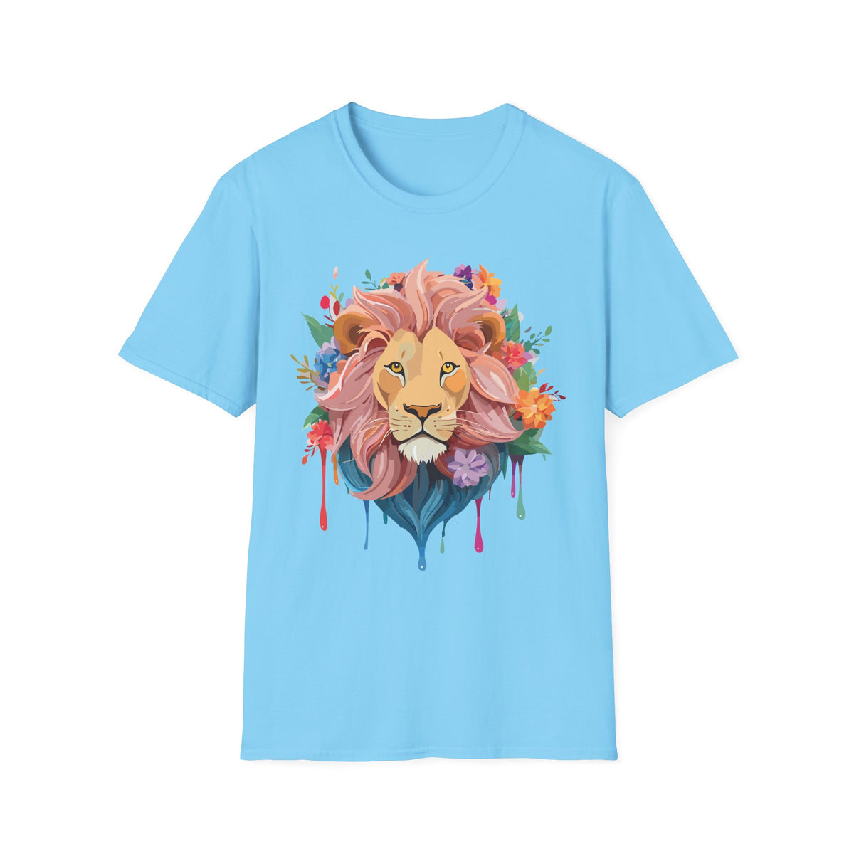 Floral Watercolor Lion T-Shirt | Colorful Mane Illustration