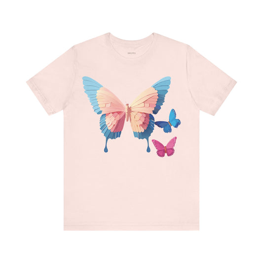 Butterfly Graphic Unisex Cotton Bella+Canvas Tee with Floral Art Design m04