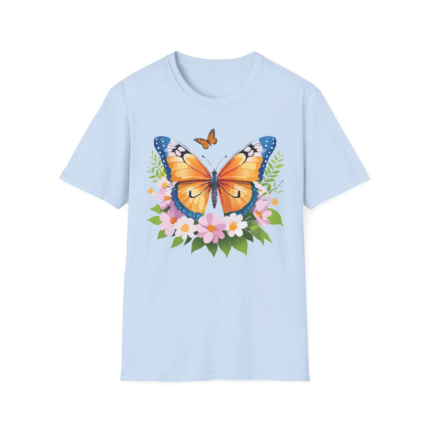 Butterfly Shirt Unisex Cotton Tee Monarch Butterfly Design Gildan Softstyle 64000 Short Sleeve
