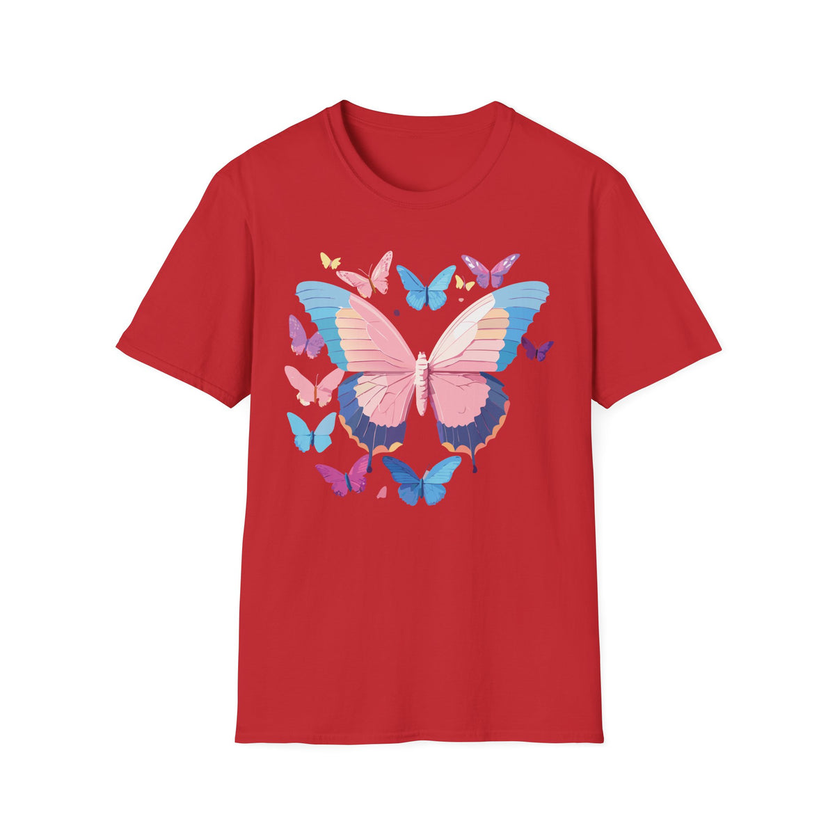 Butterfly Cluster T-Shirt — Pastel Pink & Blue Butterfly Graphic Tee Unisex 100 Cotton Gildan T-Shirt