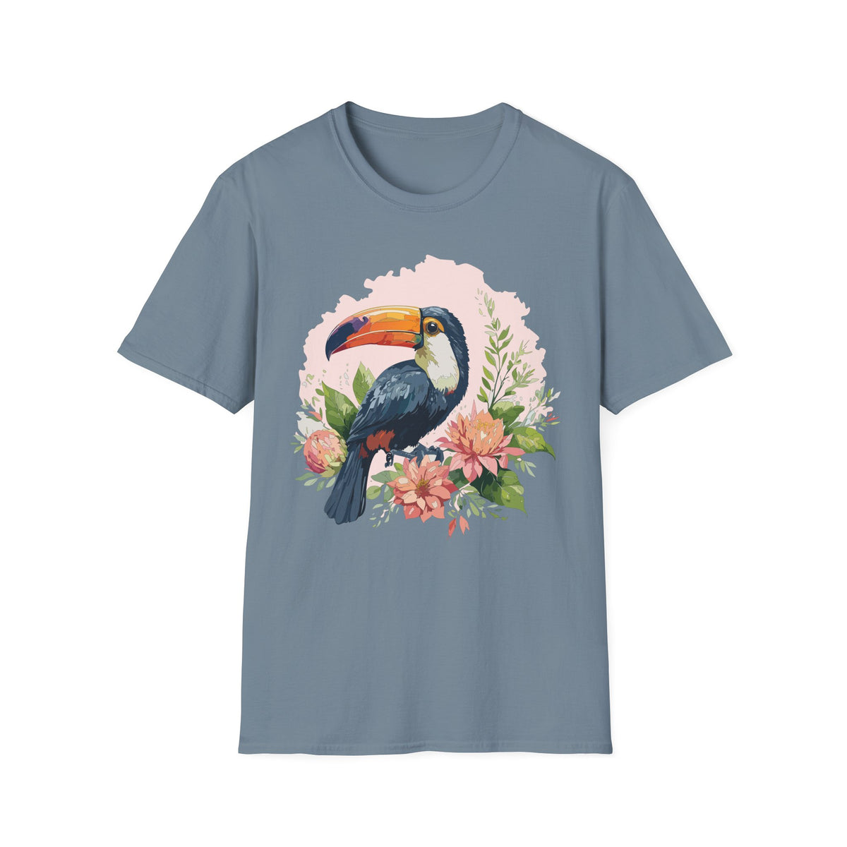 Tropical Toucan Illustration T-Shirt | Floral Bird Graphic