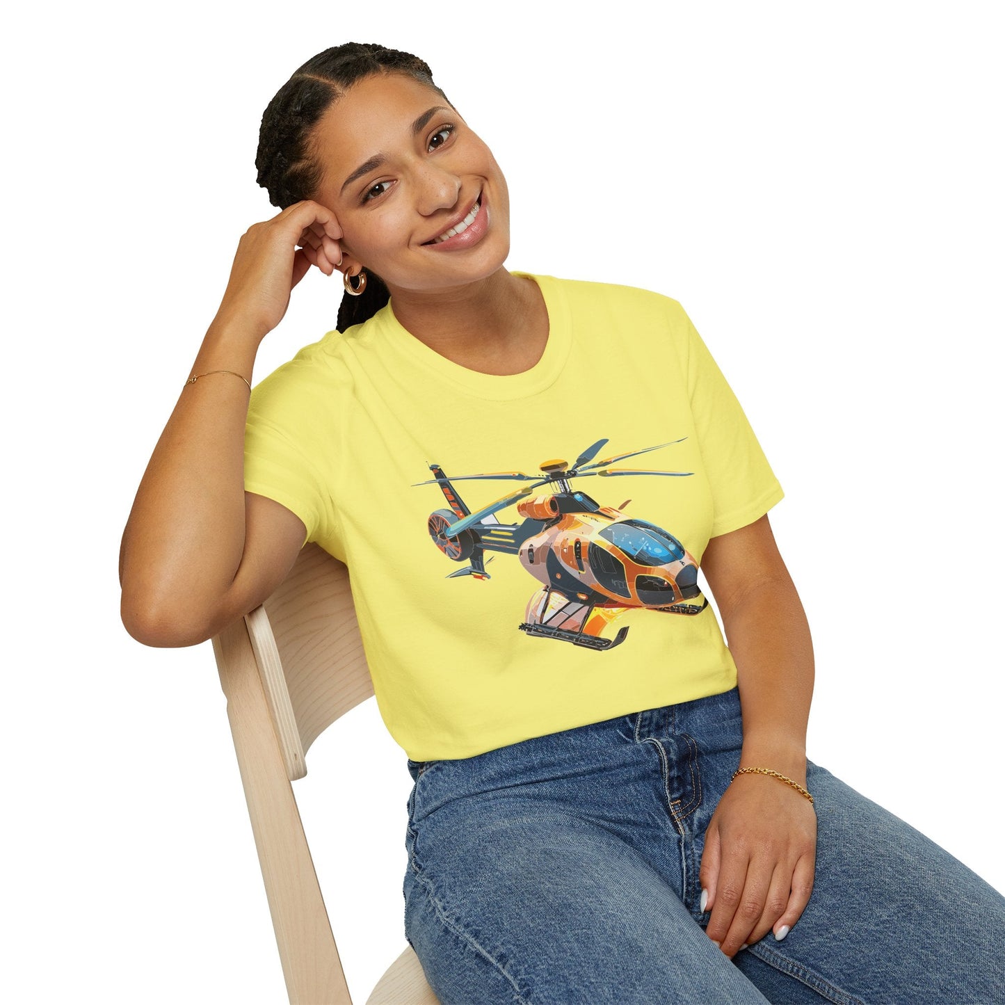 Unisex Helicopter Chopper T Shirt Softstyle 64000 Gildan Durable Lightweight Tee Design