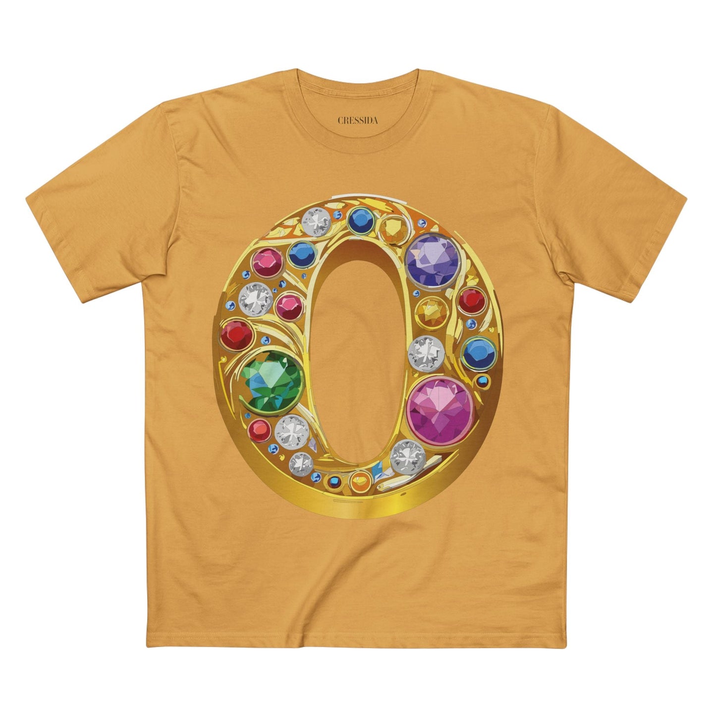 Letter O Graphic Design Tee Unisex 100 Cotton With Antique Gold Letters Artwork T-Shirt