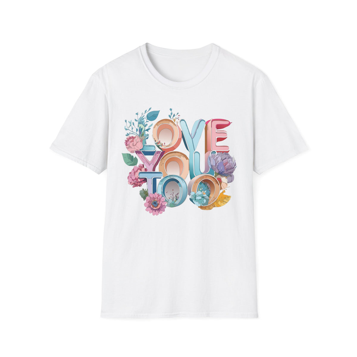 Love You Floral Typography T-Shirt | Pastel Retro Letters