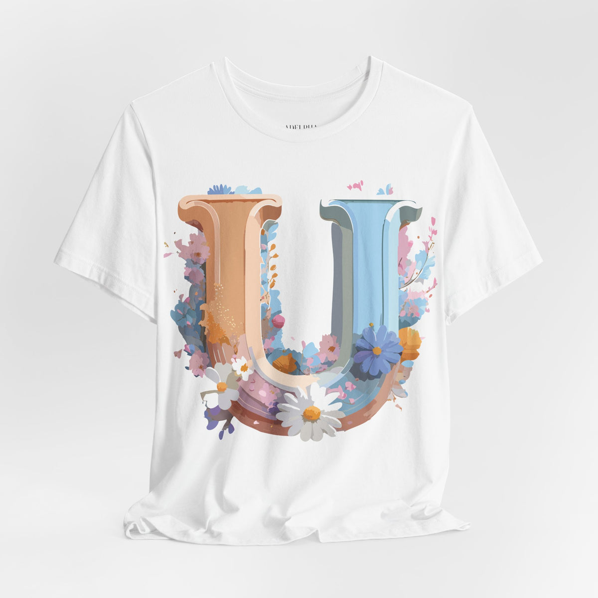 Letter U Graphic Unisex Cotton Bella+Canvas Tee with Art Letter Design