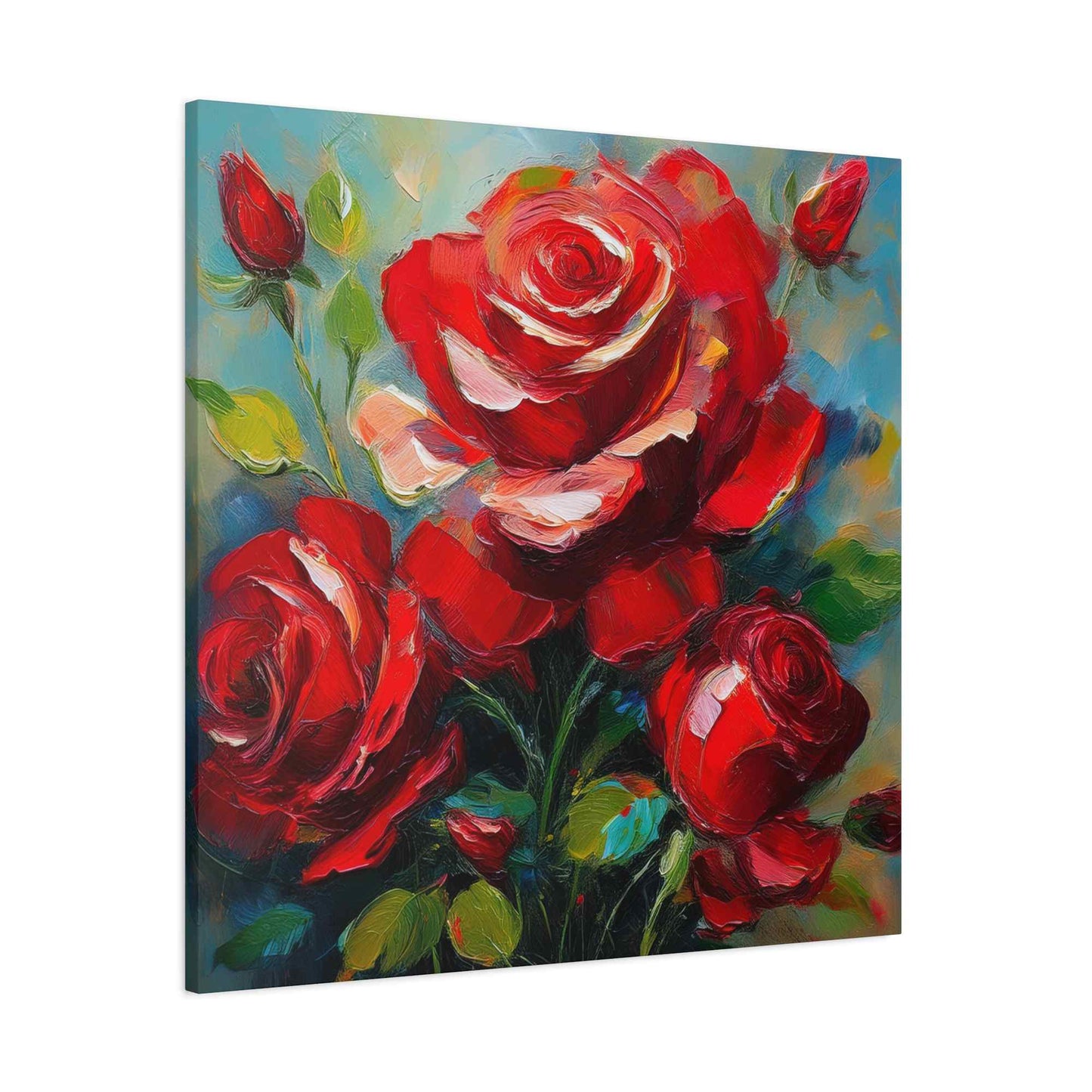 Red Roses Print Canvas, Roses Oil Paint Print 20x20, 24x24, 30x30, 32x32, 36x36, Floral Art Design Print Non-Frame MC-22