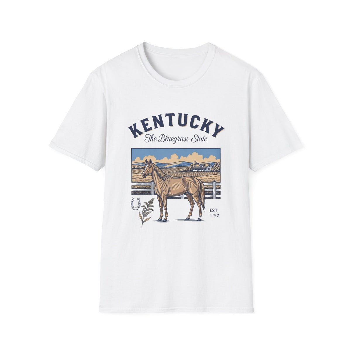 Kentucky Horse Vintage Graphic T-Shirt — The Bluegrass State Travel Tourist Graphic Tee Unisex 100 Cotton Gildan T-Shirt
