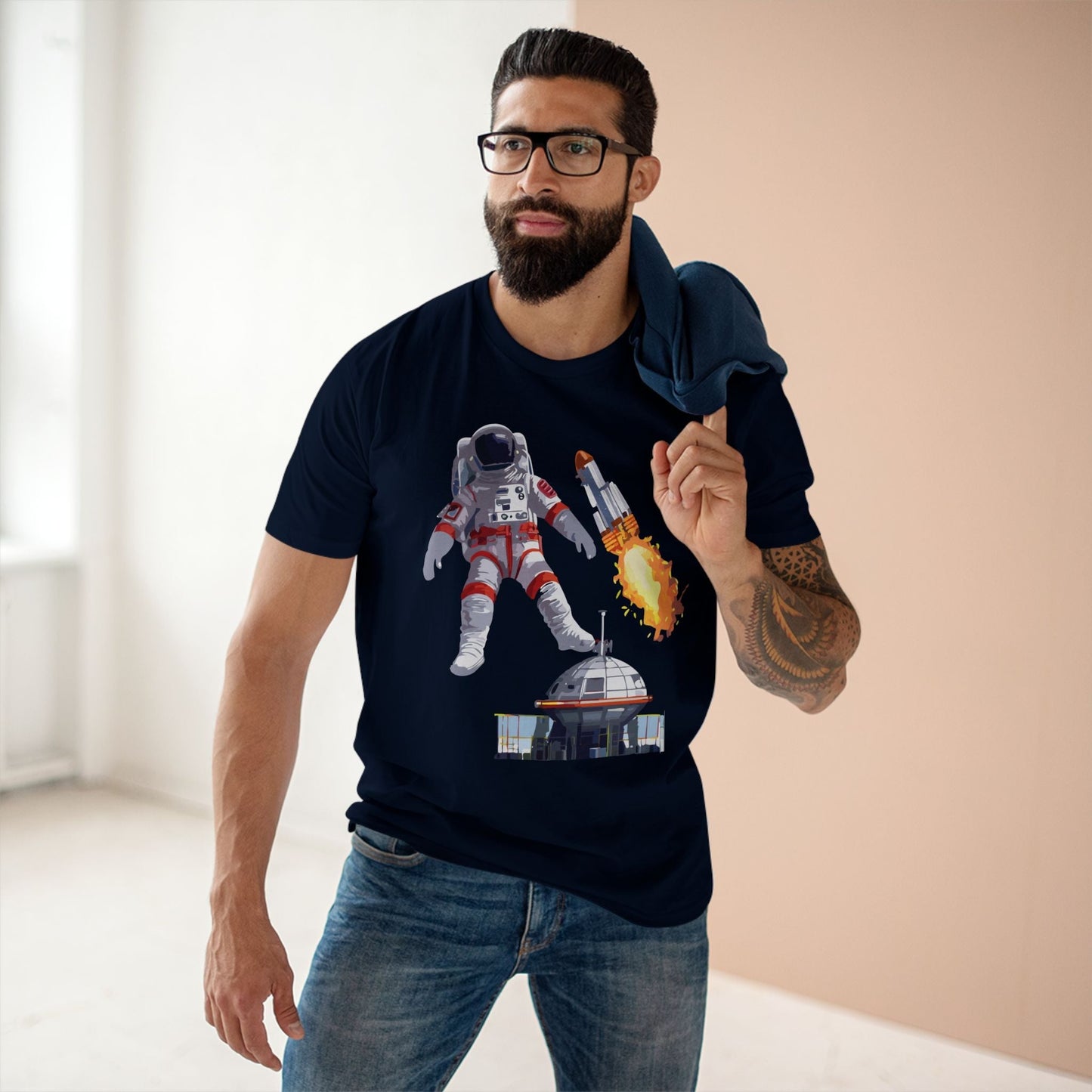 Cosmos Astronaut Shirt Unisex Premium Cotton Tee With Original Art Design Retro2Nova Collection