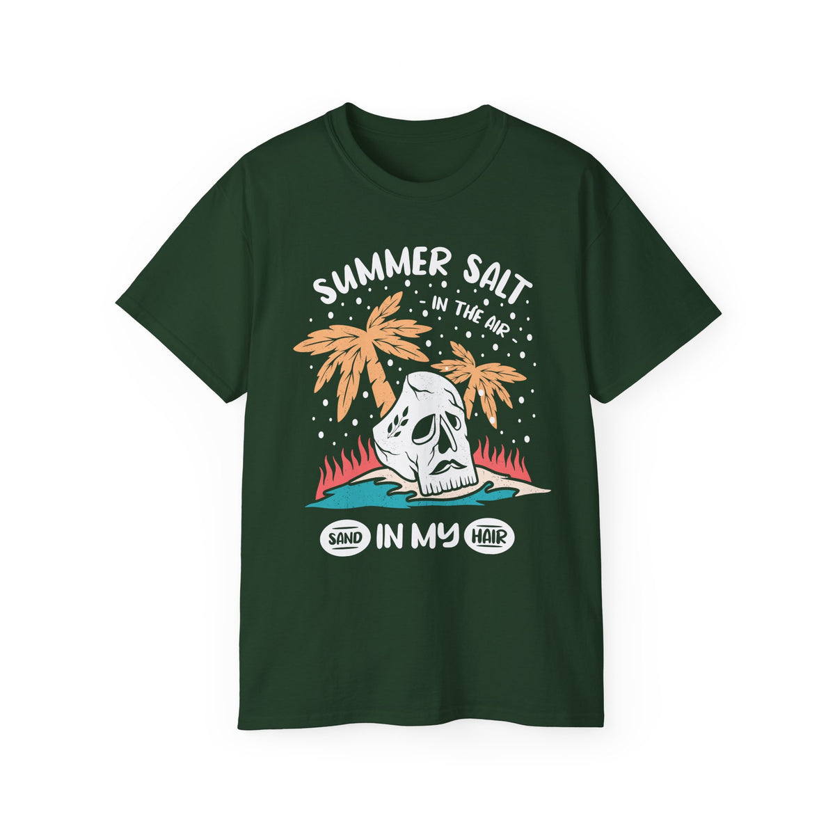 Summer Salt Skull Tee | Palm Trees Beach Vibes Graphic Shirt