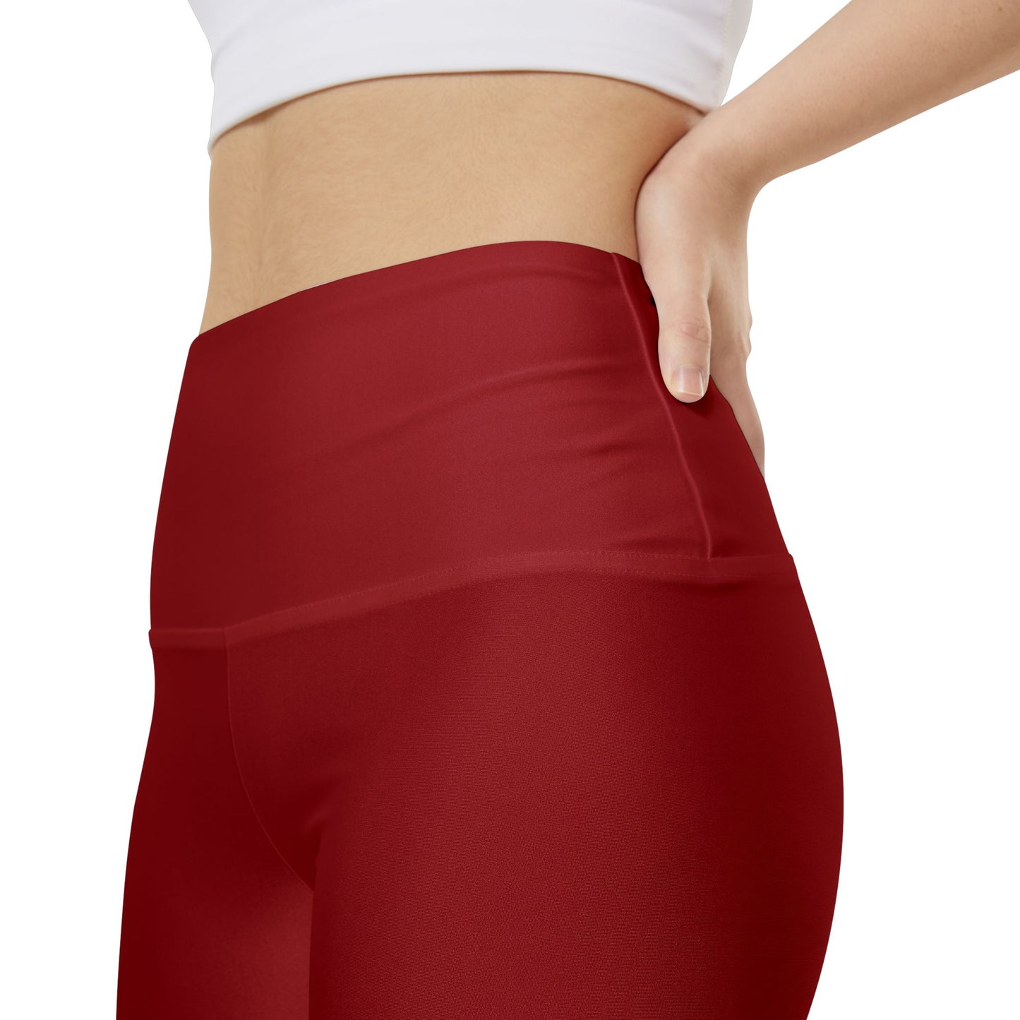 Oxblood Red Women's Workout Shorts — High-Waisted Red Bike Shorts for Gym & Yoga