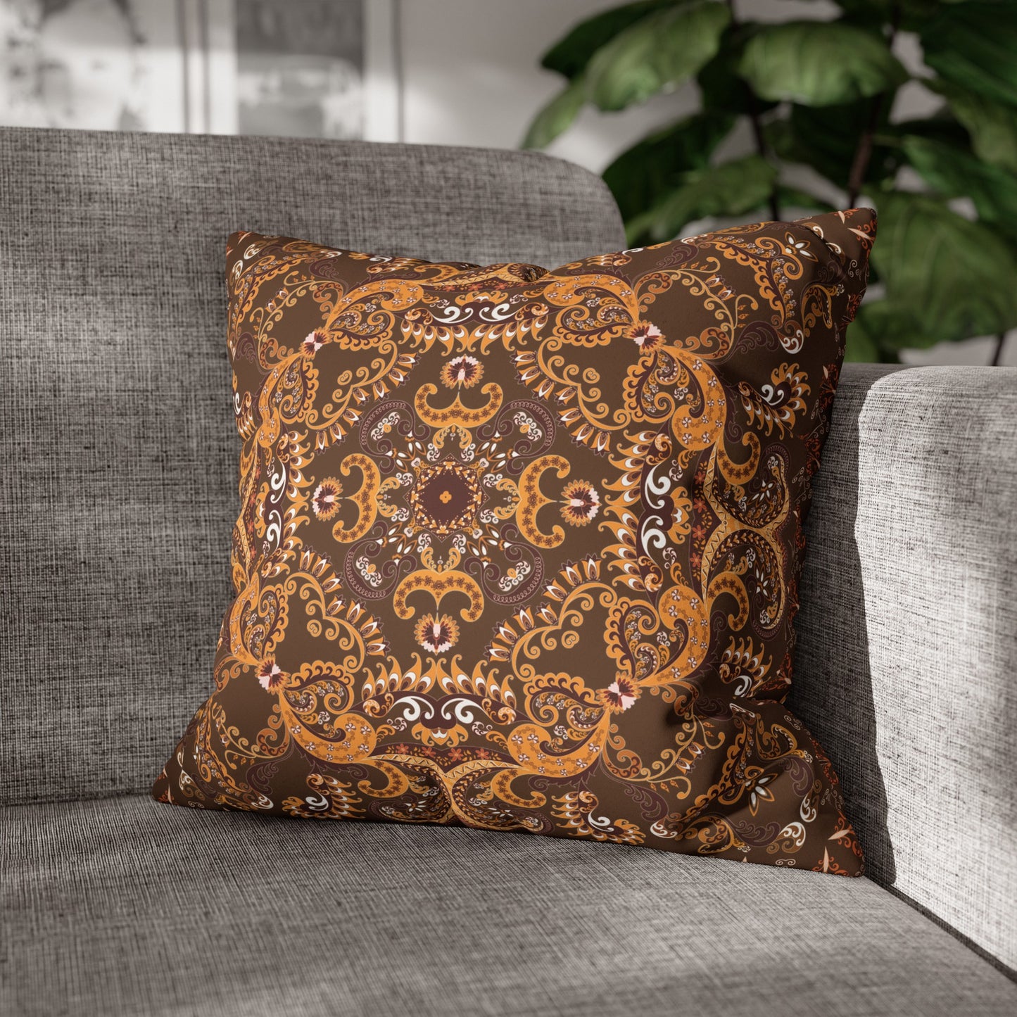 Faux Suede Pillowcase with Ornament