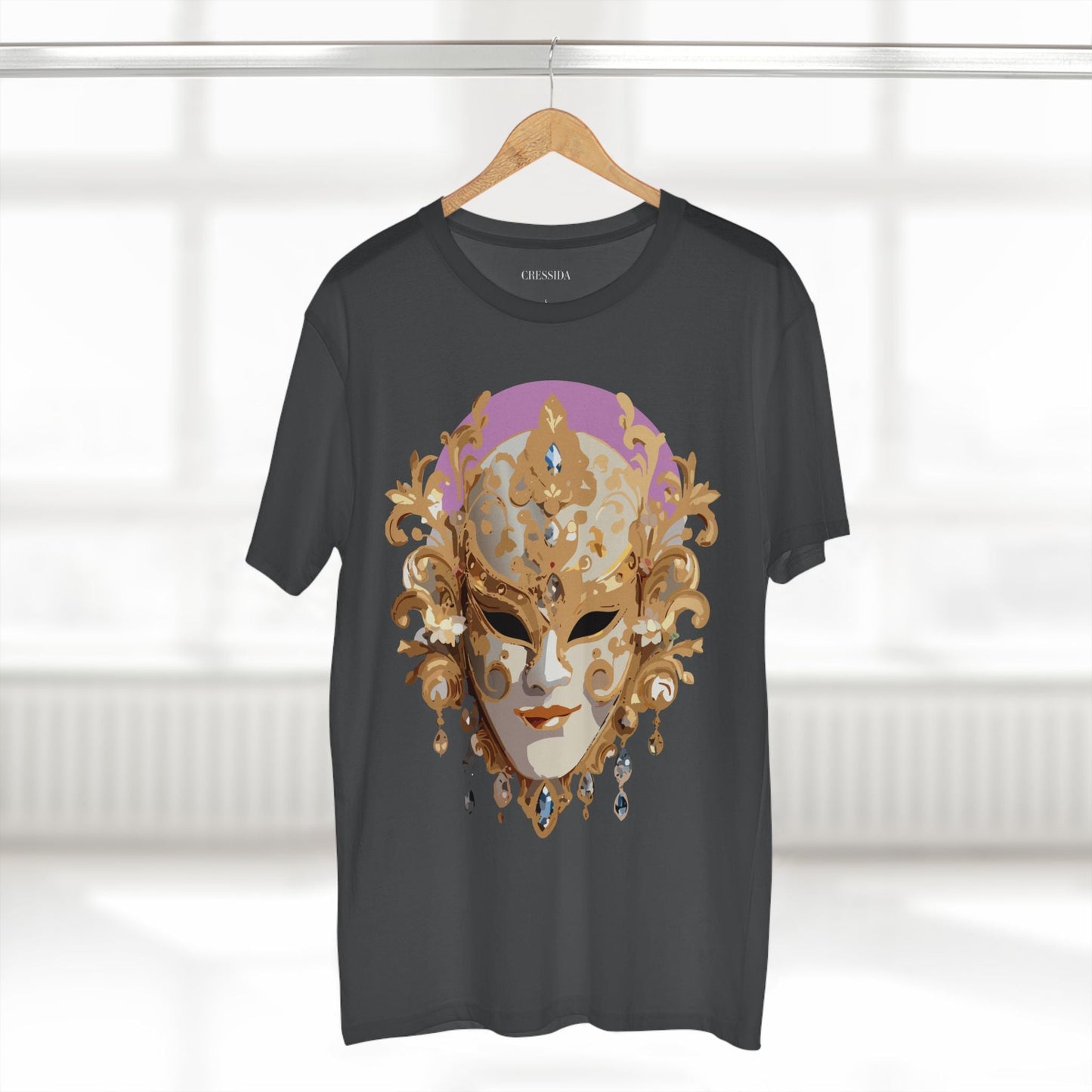 Carnival Mask Graphic T-Shirt Unisex 100 Cotton With Antique Gold Art Design Tee 10