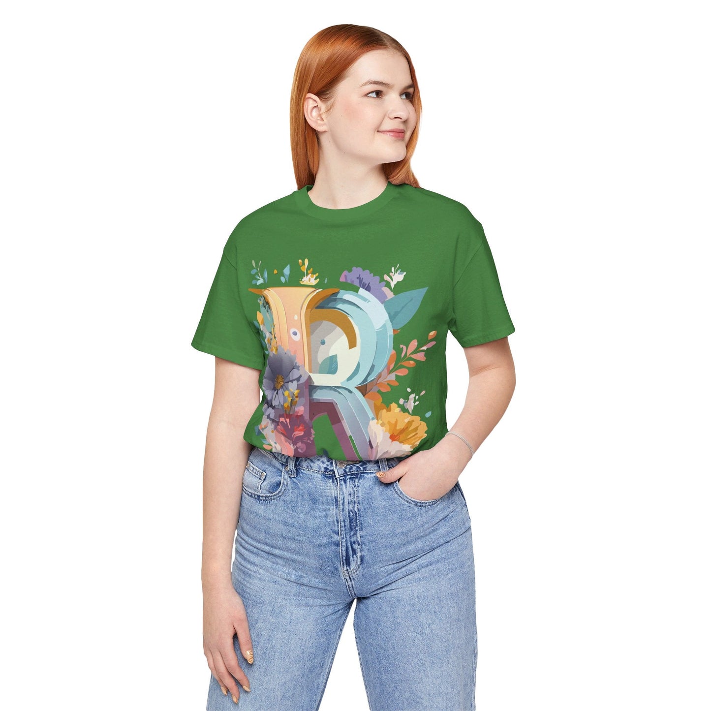 Letter R Graphic Tee Unisex Short Sleeve Vintage Inspired Shirt By Adelpha Art Design Tee