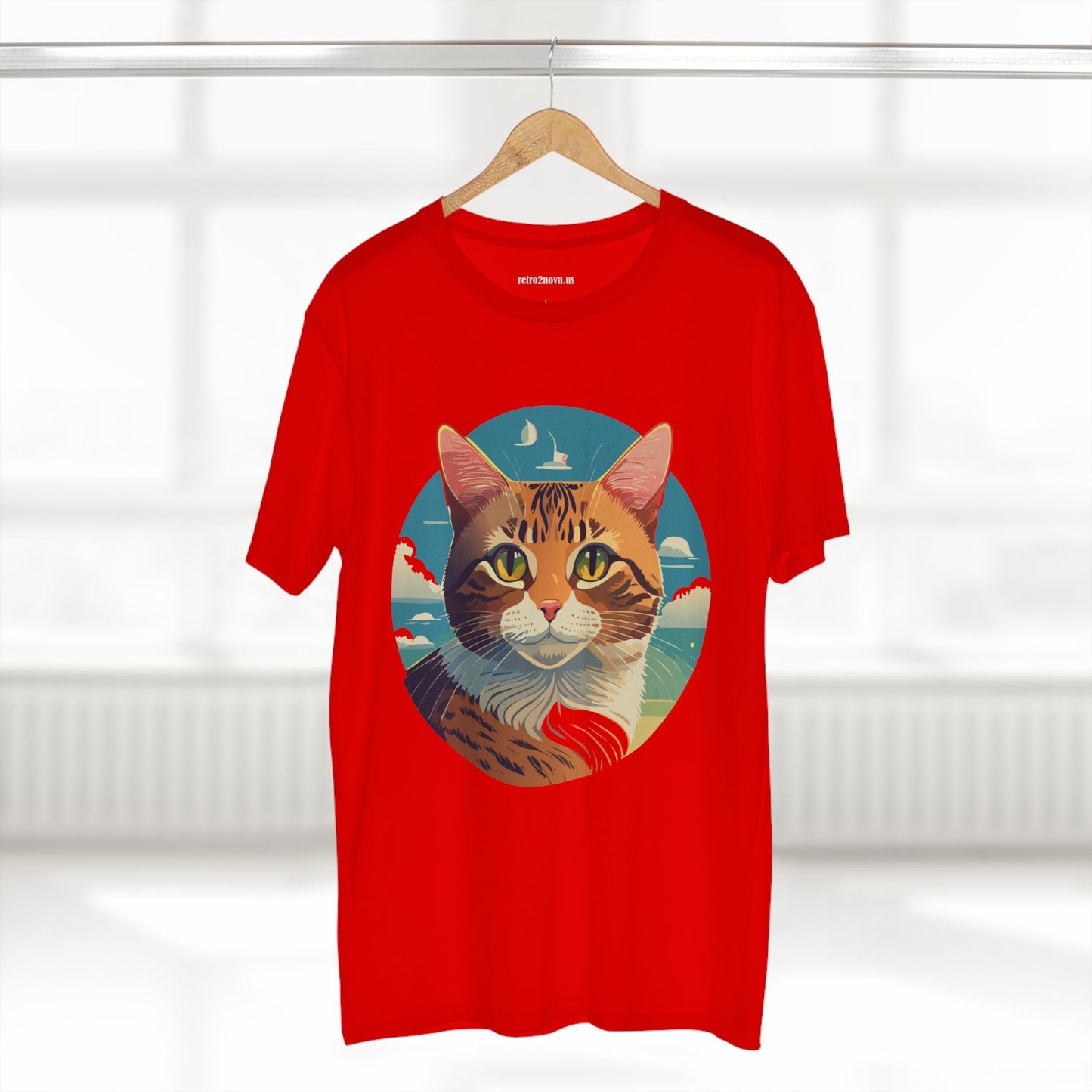 Unisex Premium Cotton Staple Tee With Original Cat Art Design Featuring Retro2Nova Logo And Everyday Comfort