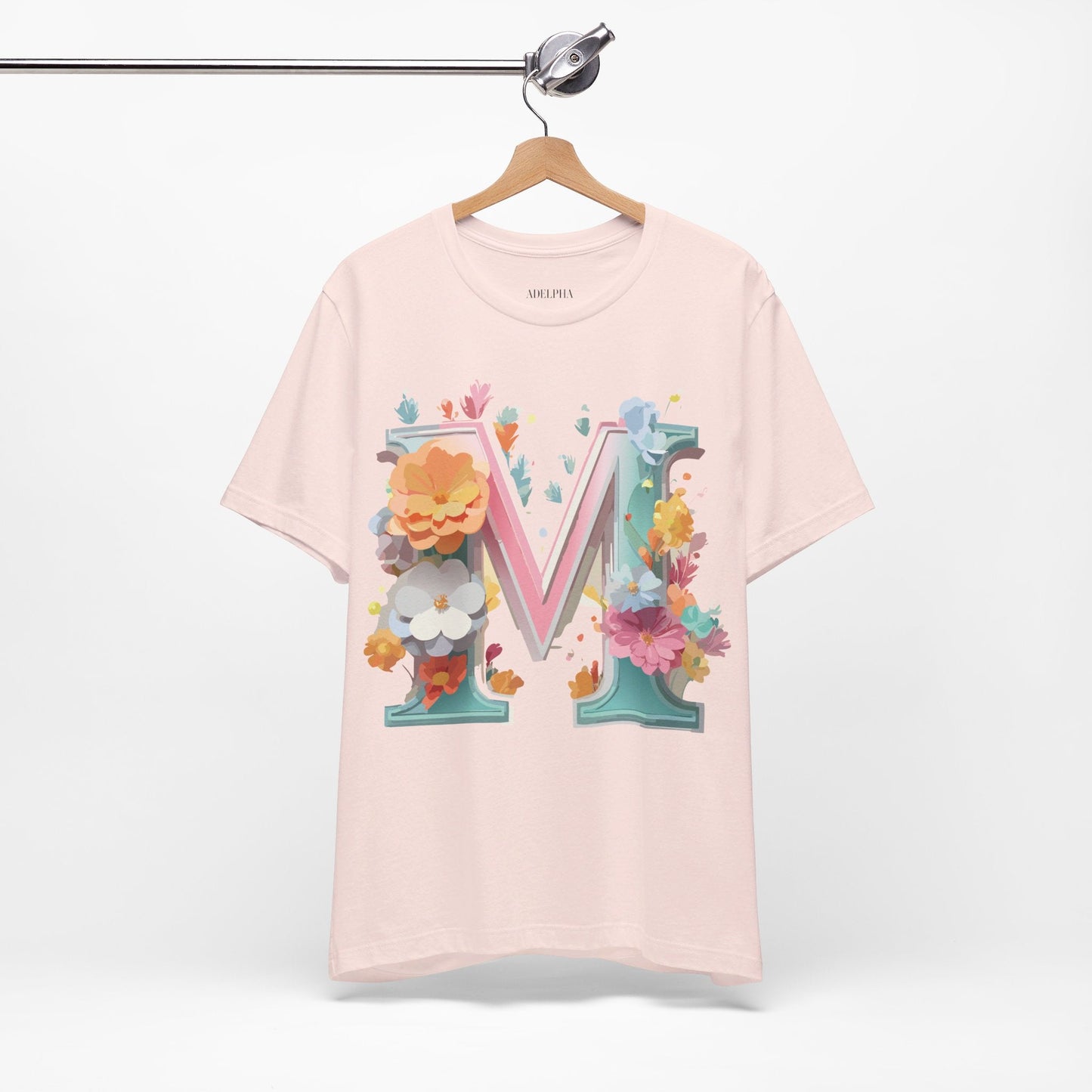 Letter M Graphic Tee Unisex Short Sleeve Shirt By Adelpha Vintage Artwork Design