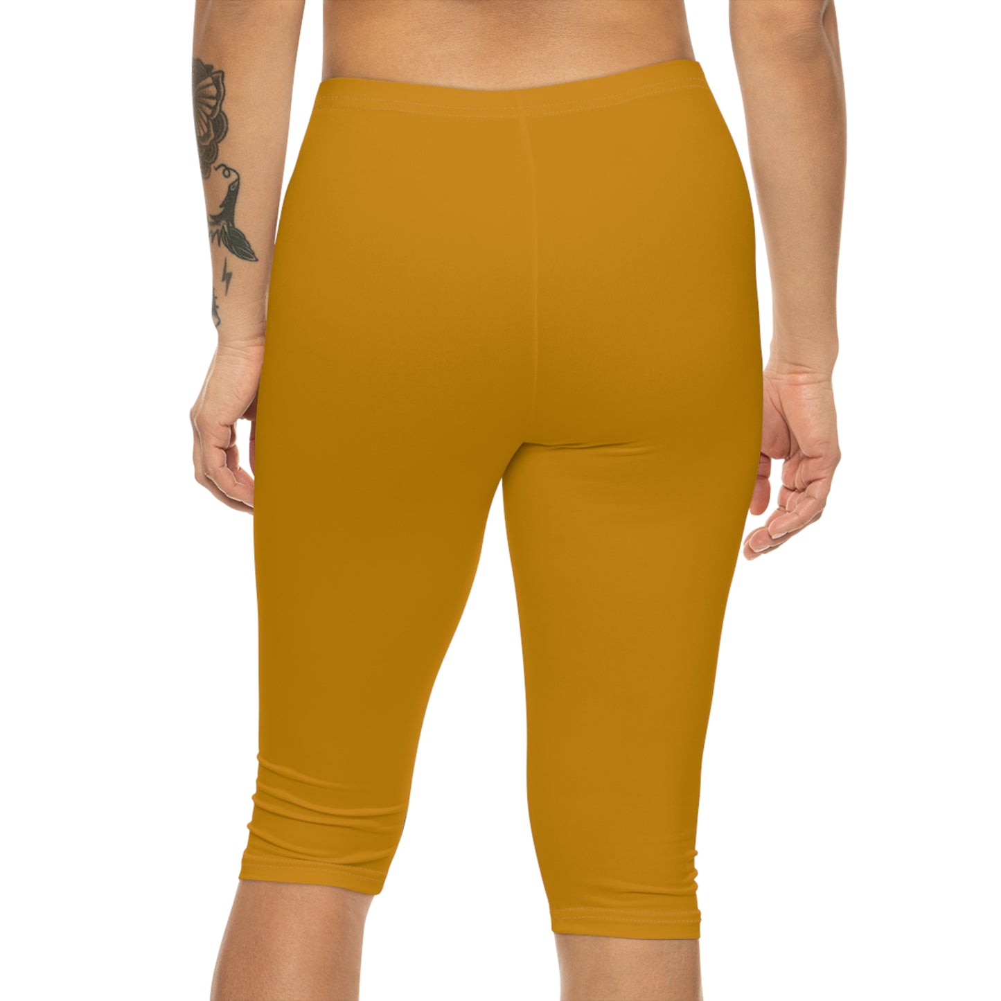 Harvest Bronze Color Women's Brushed Suede Poly Span Casual Capri Leggings XS-2XL