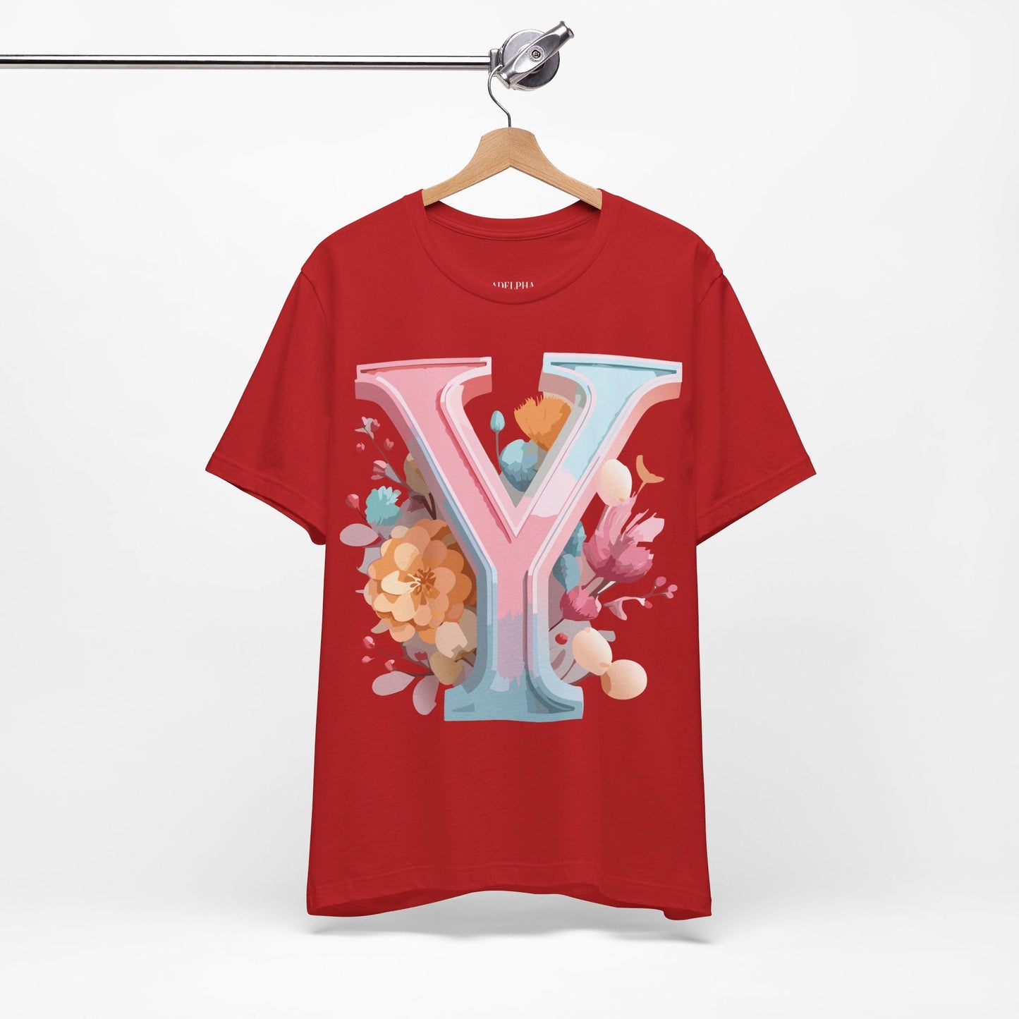 Letter Y Graphic Tee Unisex Short Sleeve Vintage Inspired Artwork Adelpha Premium