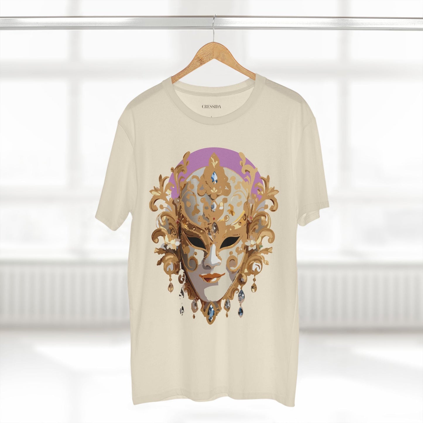 Carnival Mask Graphic T-Shirt Unisex 100 Cotton With Antique Gold Art Design Tee 10