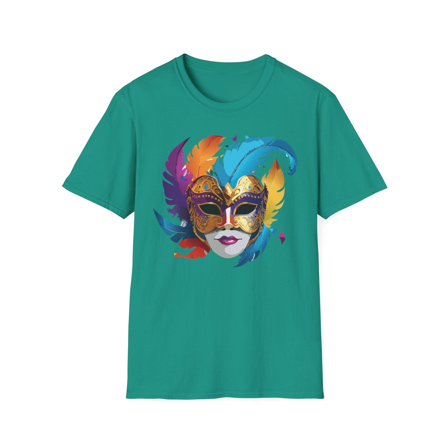 Mask Tee Shirt Unisex Short Sleeve Cotton Tee Art Design Masquerade Gildan Softstyle 64000