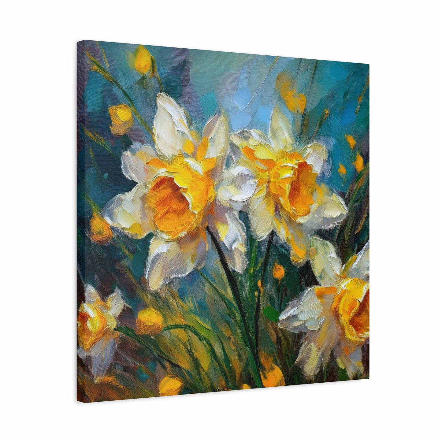 Narcissus Print Canvas, Floral Oil Paint Print 20x20, 24x24, 30x30, 32x32, 36x36 Art Design Pine-Wood Inner Frame MC-175