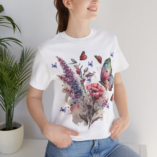 Baumwoll-T-Shirt mit Schmetterlings-Print