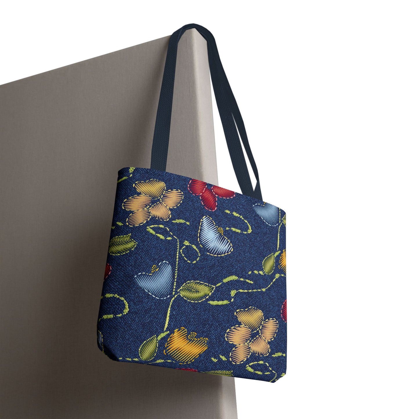 Denim Fabric Imitation Print Unisex Canvas Bag Poly Spun 3 Sizes Tote Bag 128