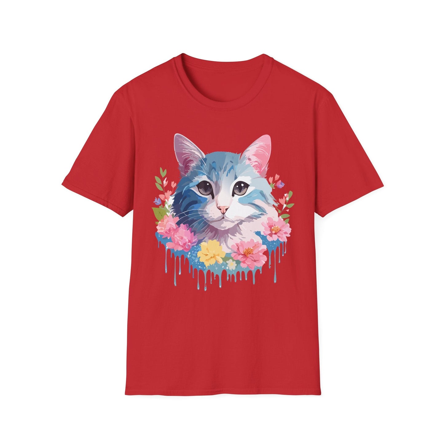 Cat Shirt Unisex Cat Tee Kitten Print Gildan Softstyle 64000