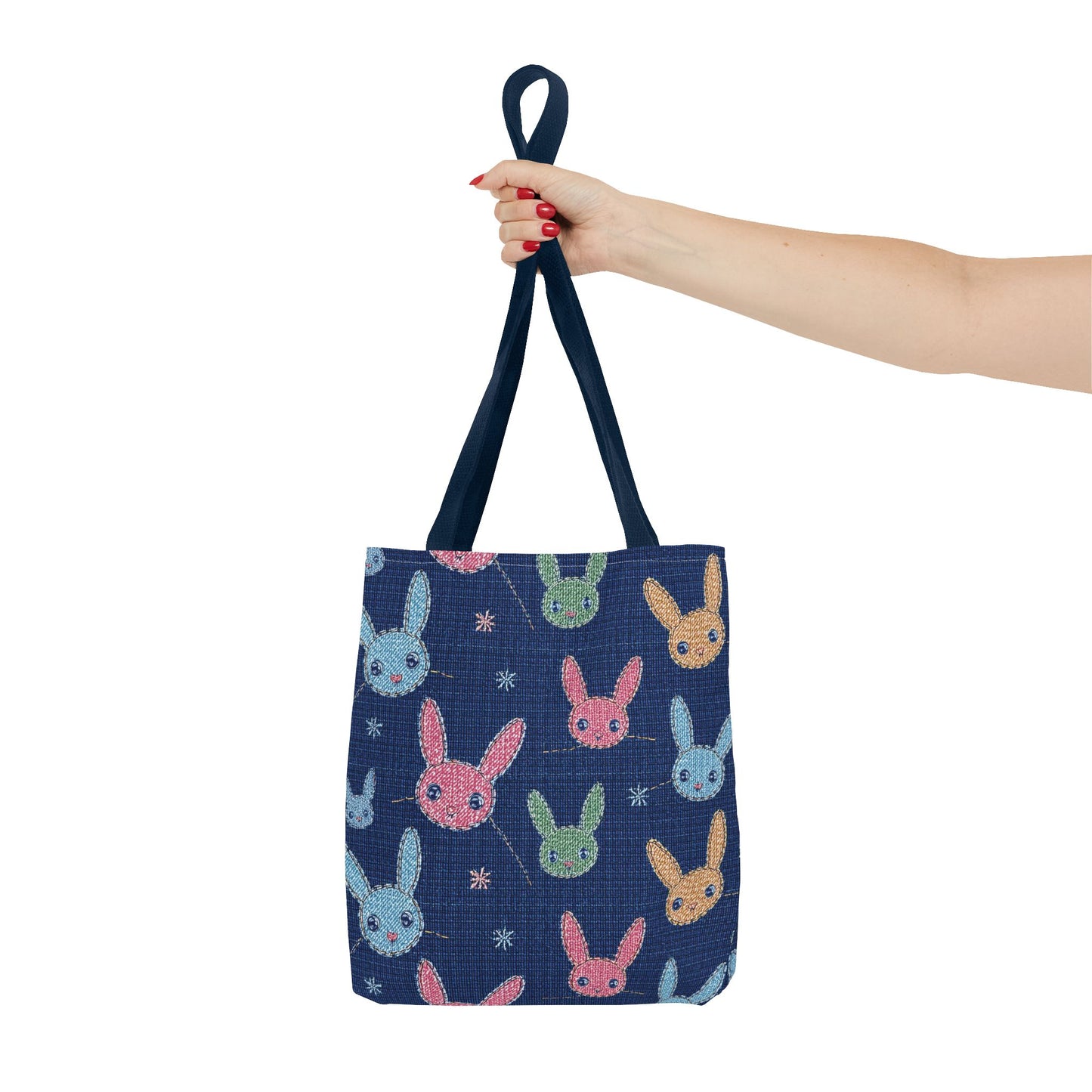 Denim Fabric Imitation Print Unisex Canvas Bag Poly Spun 3 Sizes Tote Bag 192-6