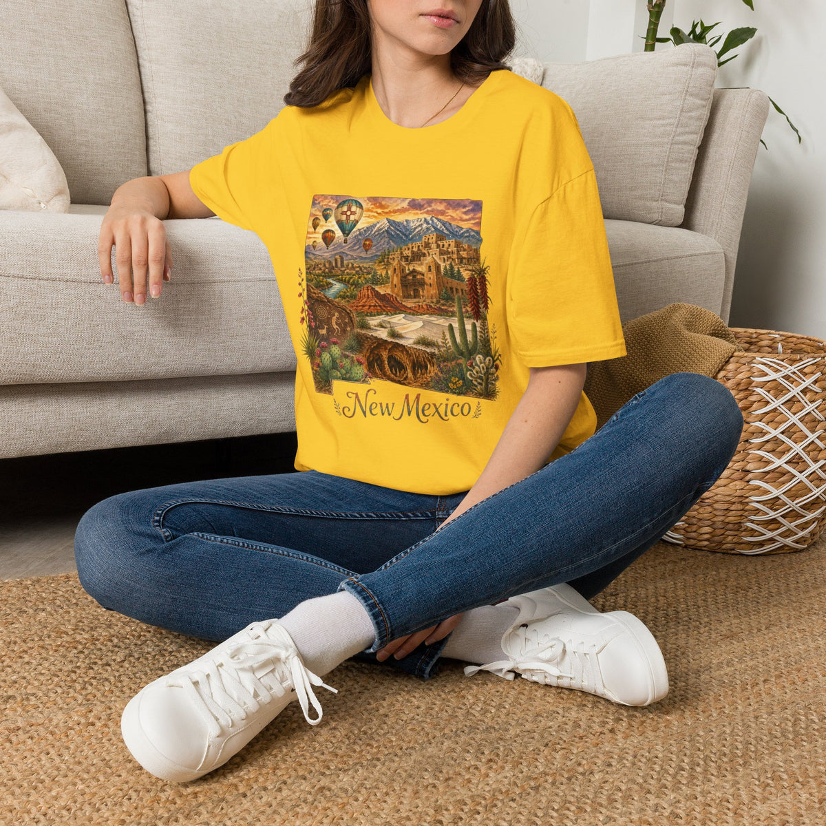 New Mexico State Travel Tourist Graphic Design Unisex 100 Cotton Gildan T-Shirt