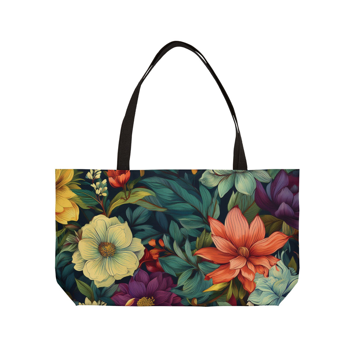 Floral Print Poly Canvas Weekender Bag 01