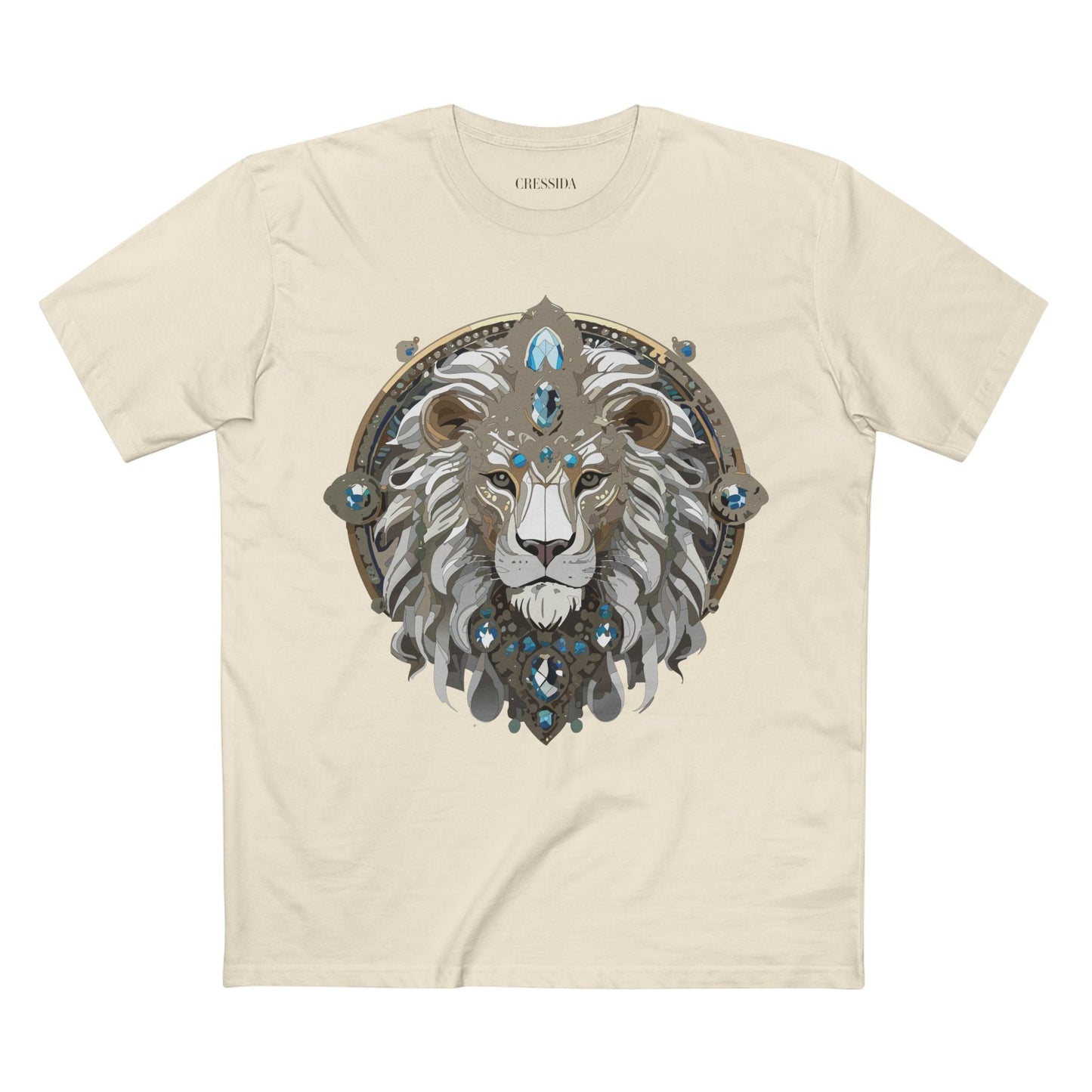 Lion Graphic Unisex 100 Cotton Tee With Unique Animal Golden Medallion Art Design 56