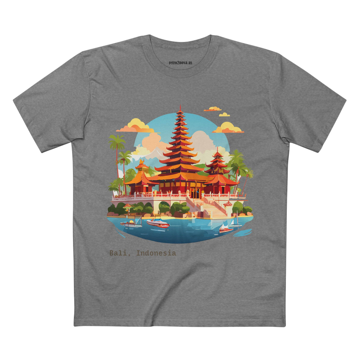 Bali Temple Landscape Tee | Indonesia Pagoda Illustration
