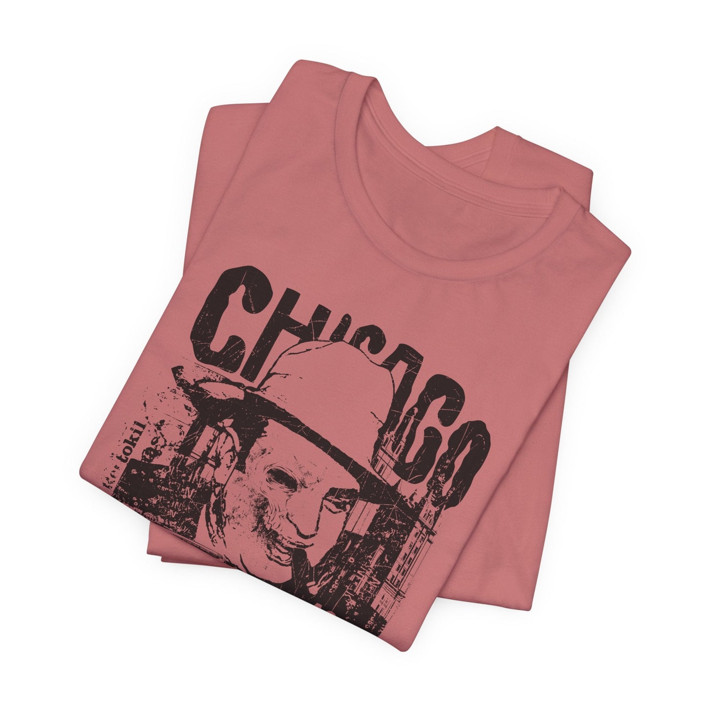 Chicago Retro Mobster Illustration Tee Vintage Car Cityscape Art Design T-Shirt A-8